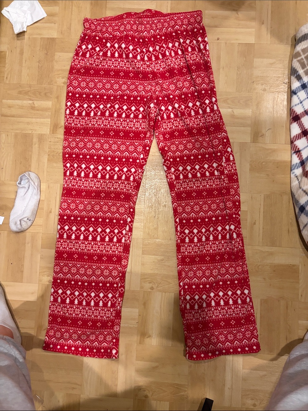Cozy Red Fair Isle Fleece Pajama Pants - Women's Lounge Bottoms
